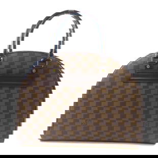 LOUIS VUITTON Nolita Brown Damier Handbag N41455 GHW: LOUIS VUITTON Nolita Brown Damier Handbag N41455 GHW This stylish LOUIS VUITTON Nolita Handbag features a classic Damier pattern in rich brown PVC coated canvas. With dimensions of 13.8 in length, 10.