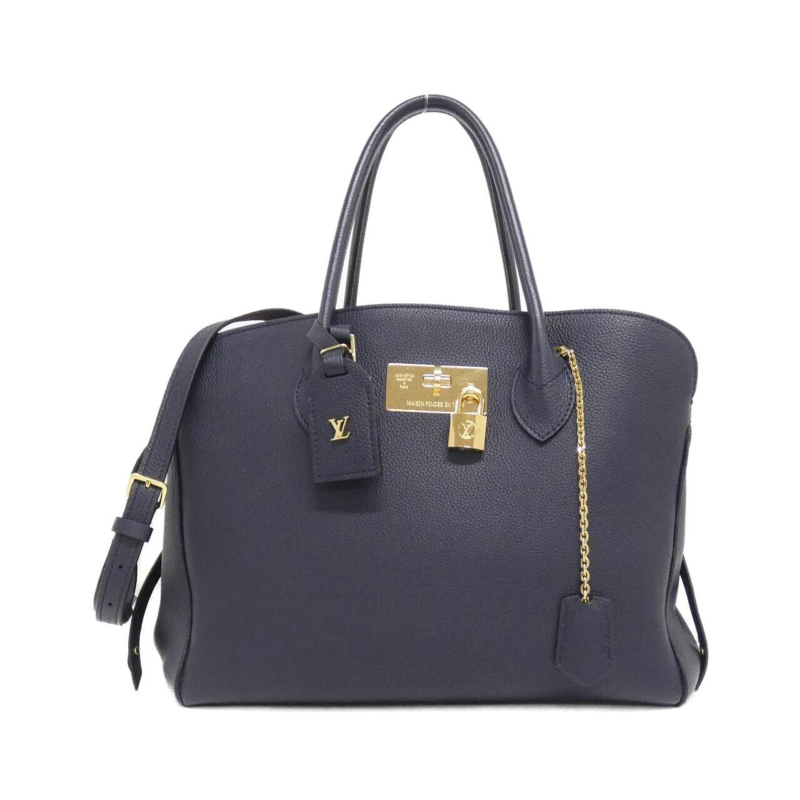 Louis Vuitton Mila MM Handbag Marine Calf Leather Gold Hardware: Louis Vuitton Mila MM Handbag Marine Calf Leather Gold Hardware This elegant Louis Vuitton Mila MM handbag is expertly crafted from premium calf leather in a striking marine color. Designed for women,