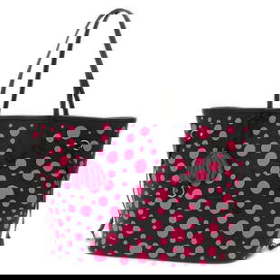Louis Vuitton Yayoi Kusama Monogram Empreinte Neverfull MM Tote Bag Black Fuchsia: Louis Vuitton Yayoi Kusama Monogram Empreinte Neverfull MM Tote Bag Black Fuchsia Discover the elegance of the Louis Vuitton LV x YK Monogram Empreinte Neverfull MM Tote Bag. Crafted from luxurious Mo