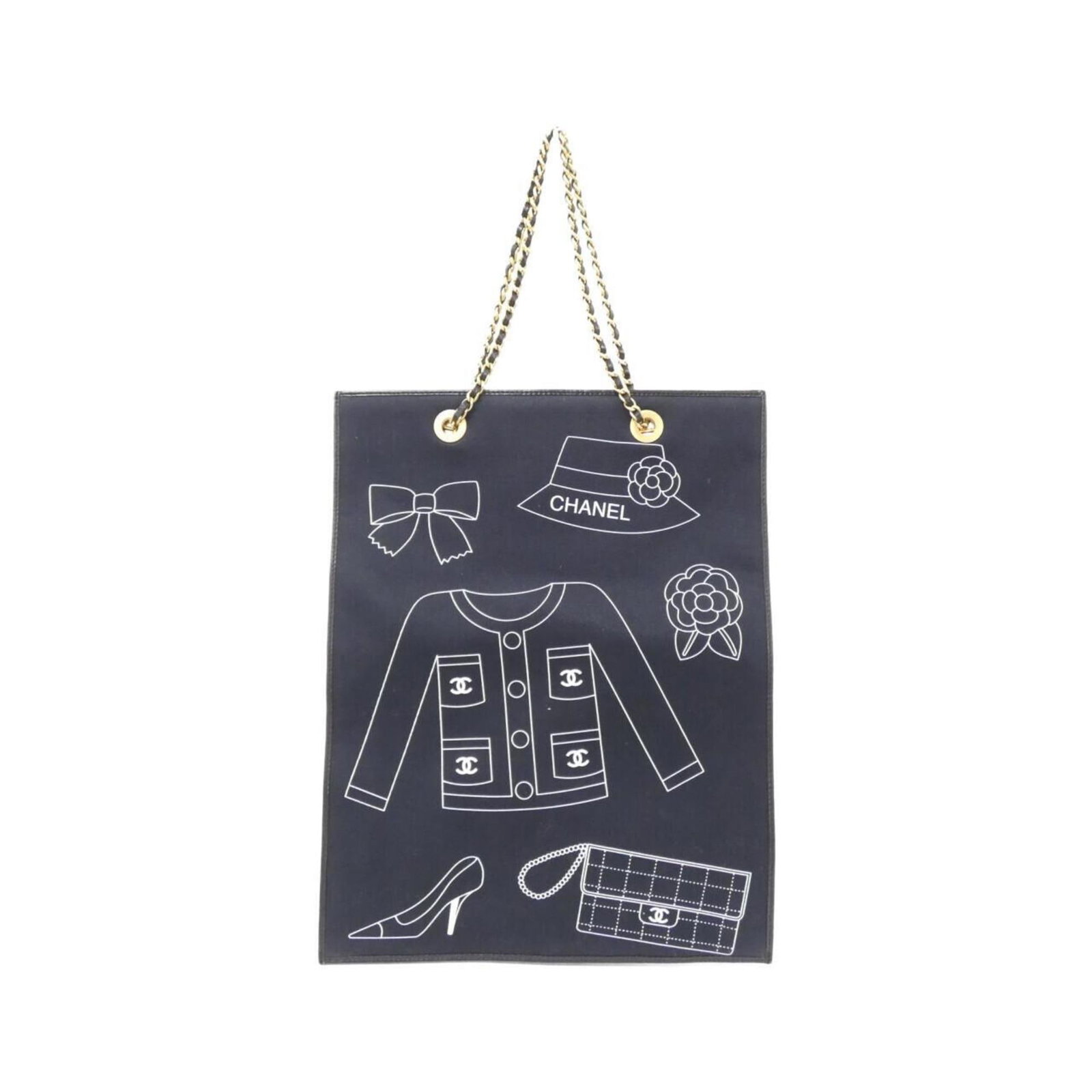 Chanel Handbag Navy White Canvas Elegant Women's 37.5 x 29.5 x 2 cm: Chanel Handbag Navy White Canvas Elegant Women's 37.5 x 29.5 x 2 cm This elegant Chanel handbag is crafted from durable navy and white canvas, making it a stylish accessory for any occasion. Designed