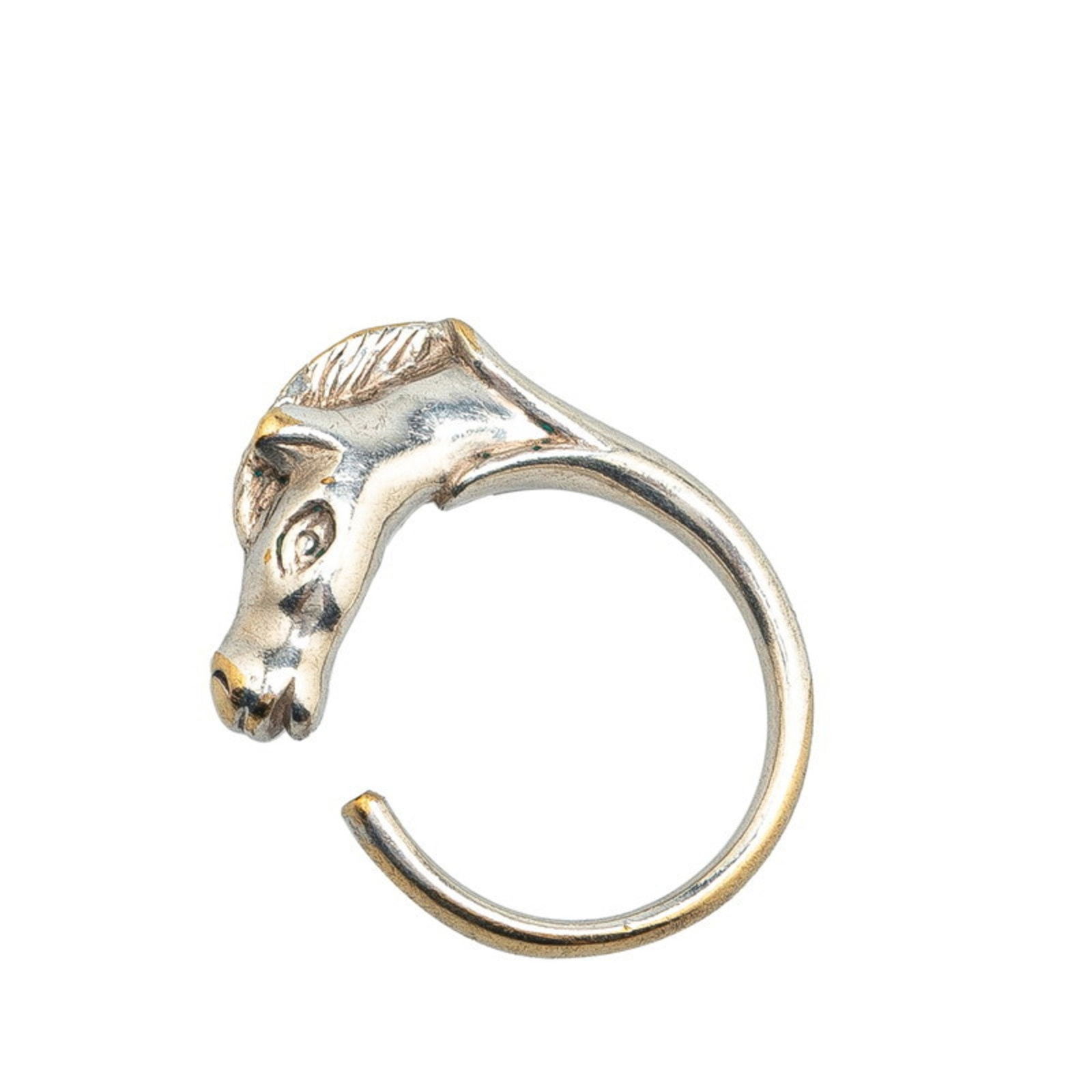 〈最終価格〉Hermes Cheval Double Head Bangle HERMES Logo Cheval Double Horse Head Bangle Bracelet Silver