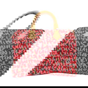 Louis Vuitton Monogram Graffiti Speedy 30cm Stephen Sprouse Boston Bag: Louis Vuitton Monogram Graffiti Speedy 30cm Stephen Sprouse Boston Bag Introducing the iconic Louis Vuitton Monogram Graffiti Speedy 30cm Boston Bag, designed by Stephen Sprouse. This stylish bag feat