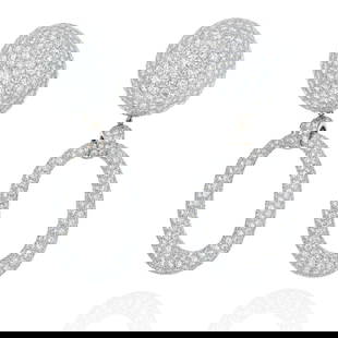 David Webb Bombe Platinum Earrings 56.84 Carats Diamond Clip-On: David Webb Bombe Platinum Earrings 56.84 Carats Diamond Clip-On Stunning Bombe earrings by David Webb, crafted in Platinum and adorned with 56.84 carats of brilliant cut diamonds. These earrings featu