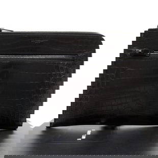 Saint Laurent Embossed Leather Black Clutch Bag 20cm x 27.5cm Men: Saint Laurent Embossed Leather Black Clutch Bag 20cm x 27.5cm Men This stylish Saint Laurent clutch bag is crafted from high-quality embossed leather in a classic black color, designed specifically fo