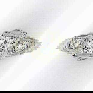 Antique Art Deco 18k White Gold 0.70ctw 3 Stone Diamond Filigree Ring: Antique Art Deco 18k White Gold 0.70ctw 3 Stone Diamond Filigree Ring This exquisite Antique Art Deco ring is crafted from solid 18k white gold and features a stunning trio of old European cut diamond