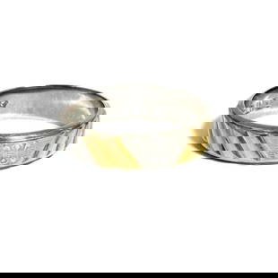 Celine Triomphe Band Ring Platinum 950 Yellow Gold 18K: Celine Triomphe Band Ring Platinum 950 Yellow Gold 18K This stunning Triomphe Ring by Celine is crafted from luxurious Platinum 950 and accented with 18K Yellow Gold, making it a perfect choice for bo