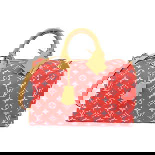 Louis Vuitton Speedy P9 Bandouliere 40cm Boston Bag Rouge Calf Leather Matte Gold: Louis Vuitton Speedy P9 Bandouliere 40cm Boston Bag Rouge Calf Leather Matte Gold This elegant Louis Vuitton Speedy P9 Bandouliere Boston Bag features a luxurious design in rich Rouge calf leather. Id