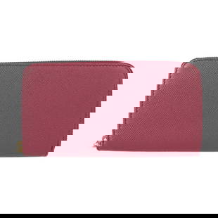 BVLGARI Long Wallet 286311 Heather Amethyst Pink Leather Round Zipper: BVLGARI Long Wallet 286311 Heather Amethyst Pink Leather Round Zipper Introducing the BVLGARI Long Wallet, a sophisticated accessory crafted from premium leather in a beautiful Heather Amethyst and Pi