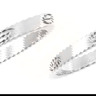 Cartier Love Band Ring 18K White Gold Size 48: Cartier Love Band Ring 18K White Gold Size 48 This exquisite Cartier Love Band Ring is crafted from 18K white gold, offering a timeless elegance that is perfect for any occasion. Designed for women, t