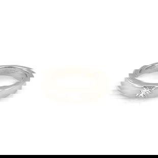 Cartier 18k White Gold Diamond Band Ring US 4 EU 47: Cartier 18k White Gold Diamond Band Ring US 4 EU 47 This is an authentic solitaire diamond band ring from Cartier, it is crafted from solid 18k white gold with a high polished finish and boast a 25 po