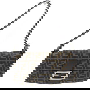 Fendi FF Zucca Mamma Bucket Handbag Brown Canvas Leather Women's: Fendi FF Zucca Mamma Bucket Handbag Brown Canvas Leather Women's Introducing the Fendi FF Zucca Mamma Bucket Handbag, a stylish accessory crafted in a sophisticated blend of canvas and leather. This h