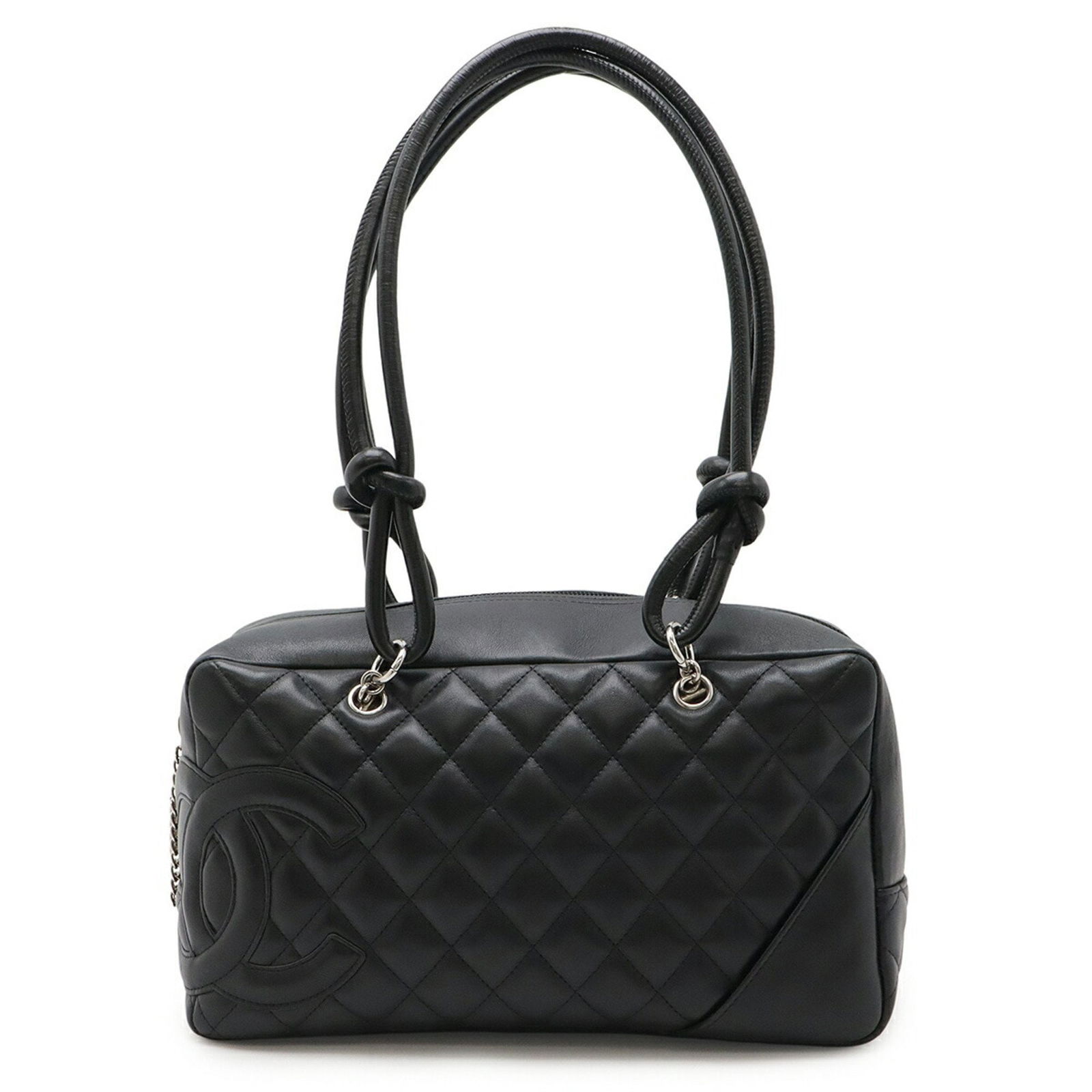 CHANEL Cambon Bowling Bag Soft Calf Leather Black A25171: CHANEL Cambon Bowling Bag Soft Calf Leather Black A25171 Introducing the CHANEL Cambon Line Bowling Bag, a luxurious shoulder bag crafted from soft calf leather in a striking black color. This exquisi