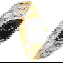 Chanel Premiere 18K Yellow Gold Diamond Wristwatch Black Dial 20mm