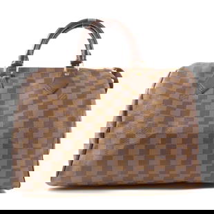Louis Vuitton Speedy 30 Handbag Damier Brown PVC Coated Canvas GHW: Louis Vuitton Speedy 30 Handbag Damier Brown PVC Coated Canvas GHW This stylish Louis Vuitton Speedy 30 Handbag is crafted from durable PVC coated canvas in a rich brown color. It features a classic d