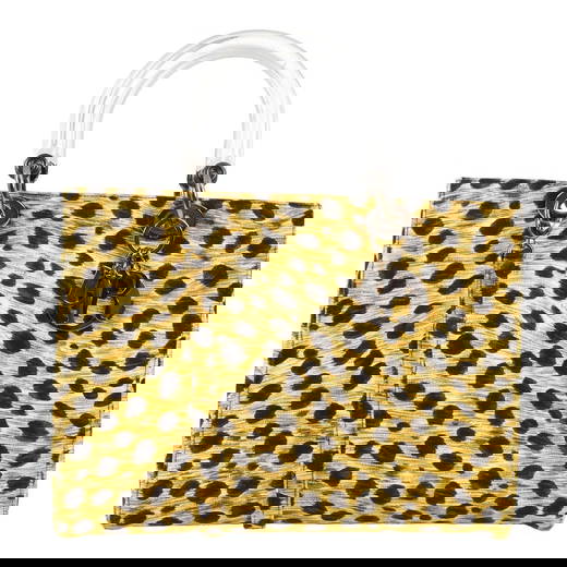 Christian Dior Yellow Cheetah Lady Dior 2way Satchel Handbag