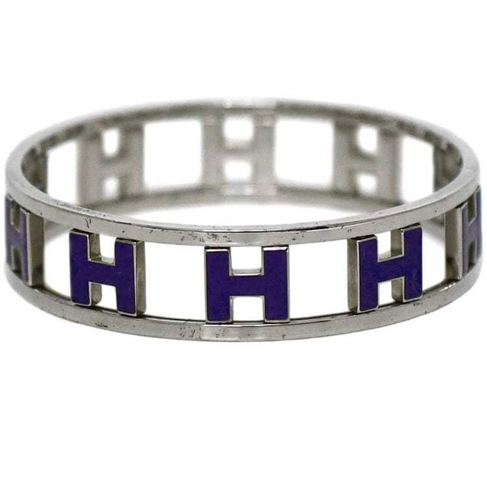 Hermes Rondo Ash Silver Blue Reversible Bangle 19cm Women's Bracelet: Hermes Rondo Ash Silver Blue Reversible Bangle 19cm Women's Bracelet This elegant Hermes Bangle Rondo Ash bracelet is designed for women, showcasing a beautiful combination of blue and silver colors. 