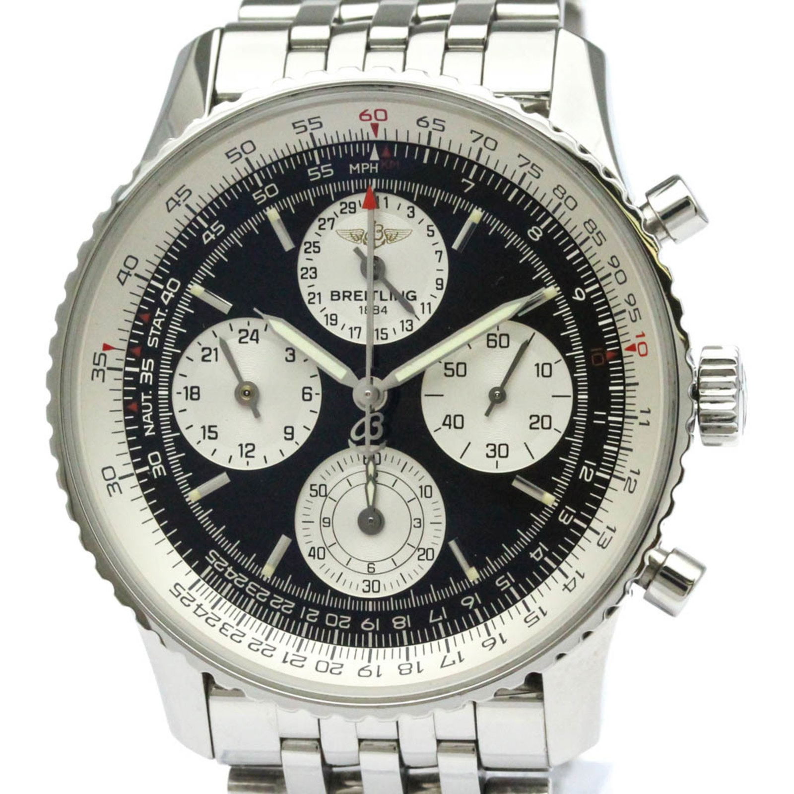 Breitling Navitimer A39022 Steel Automatic Chronograph 42mm Men's Watch: Breitling Navitimer A39022 Steel Automatic Chronograph 42mm Men's Watch Experience precision and luxury with the BREITLING Navitimer Twin Sixty Steel Automatic Watch. Designed for men, this sporty wri