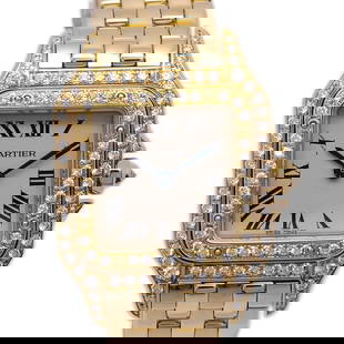 Cartier Panthere SM Quartz Watch 18KYG White Dial Roman Numerals: Cartier Panthere SM Quartz Watch 18KYG White Dial Roman Numerals Experience the elegance of the Cartier Panthere SM, a classic luxury wristwatch featuring a striking 18KYG case and a beautiful white d