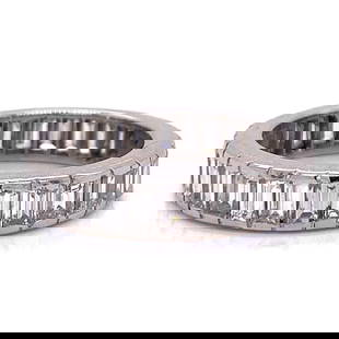 Art Deco Platinum Eternity Band with 30 Baguette Diamonds 5.50 Ct: Art Deco Platinum Eternity Band with 30 Baguette Diamonds 5.50 Ct This exquisite Art Deco eternity band is crafted in platinum and features a stunning array of 30 baguette diamonds, totaling approxima