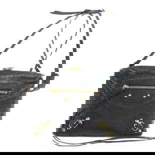 Balenciaga Black Calf Leather Shoulder Bag for Women: Balenciaga Black Calf Leather Shoulder Bag for Women This elegant Balenciaga shoulder bag is crafted from premium black calf leather, offering both style and durability. The bag features a secure zipp