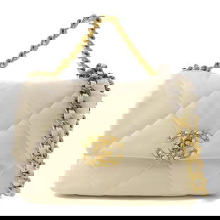 Chanel 19 2 Way Shoulder Bag White Lambskin Leather AS1160: Chanel 19 2 Way Shoulder Bag White Lambskin Leather AS1160 Introducing the CHANEL 19 2 Way Bag, a stylish and versatile accessory crafted from premium lambskin leather in a pristine white color. This