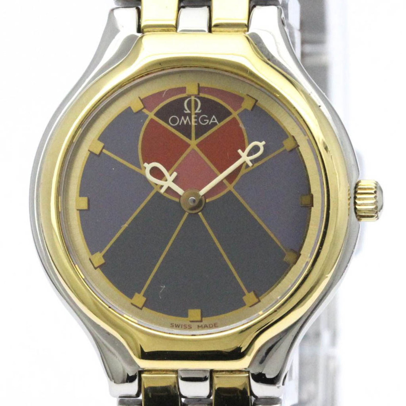 OMEGA De Ville Symbol K18 Gold Stainless Steel Women's Watch 23mm: OMEGA De Ville Symbol K18 Gold Stainless Steel Women's Watch 23mm This elegant OMEGA De Ville Symbol wristwatch is designed for women who appreciate a blend of sophistication and style. Featuring a po