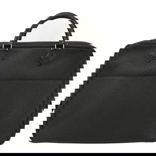Hermes Black Fjord Plume Doc 38 Handbag Leather Briefcase Silver Hardware: Hermes Black Fjord Plume Doc 38 Handbag Leather Briefcase Silver Hardware Introducing the Hermes Black Fjord Plume Doc 38 Handbag, a luxurious accessory designed for both style and functionality. This