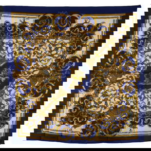 Hermes Carre 90 Les Tuileries Silk Scarf 88cm Navy White Women: Hermes Carre 90 Les Tuileries Silk Scarf 88cm Navy White Women Elevate your accessory collection with this exquisite Hermes Carre 90 Les Tuileries Scarf. This luxurious silk scarf features a beautiful