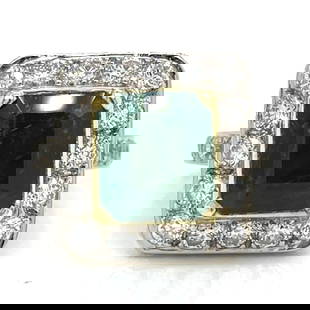 Stunning 18K White Gold 3.00 Ct Emerald Diamond Ring: Stunning 18K White Gold 3.00 Ct Emerald Diamond Ring This exquisite 18K White Gold ring showcases a stunning 3.00 Ct. Emerald at its center, surrounded by 76 sparkling diamonds that collectively weigh