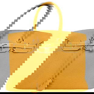 Hermes Birkin 35 Natural Togo Leather Satchel Handbag: Hermes Birkin 35 Natural Togo Leather Satchel Handbag Introducing the iconic Hermes Natural Fjord Birkin 35 Handbag, a luxurious statement piece crafted from premium leather in a stunning Natural colo