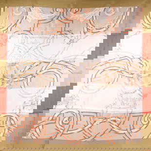 HERMES Silk Scarf 90cm Khaki Red Elegant Accessory: HERMES Silk Scarf 90cm Khaki Red Elegant Accessory This exquisite HERMES scarf is crafted from luxurious silk, featuring a sophisticated khaki color with vibrant red accents. Measuring 90x90 cm, it is