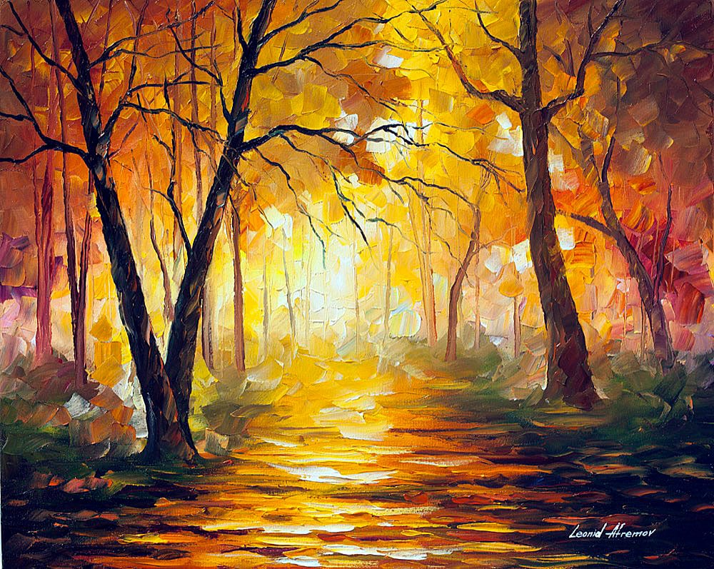 Yellow Fog In The Park by Leonid Afremov Limited Edition 1/25 Canvas Art 91x114 cm: Yellow Fog In The Park by Leonid Afremov Limited Edition 1/25 Canvas Art 91x114 cm Introducing the captivating "Yellow Fog In The Park," a limited edition giclee artwork by the renowned artist Leonid
