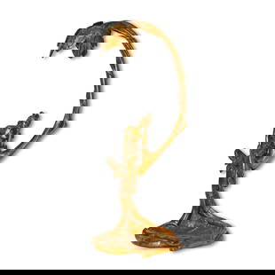 Antique Art Nouveau Gilt Bronze Table Lamp by H. Sibeug 14''h: Antique Art Nouveau Gilt Bronze Table Lamp by H. Sibeug 14''h Discover the elegance of the Art Nouveau Gilt Bronze Lamp, a stunning piece that epitomizes the artistry of the early 1900s. This exquisit