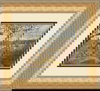 Camille Pissarro Winter Landscape Custom Framed Art 17x18: Camille Pissarro Winter Landscape Custom Framed Art 17x18 This exquisite custom framed print features Camille Pissarro's "Winter Landscape at Louveciennes," beautifully presented in a 2 1/2" gold anti