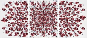 Tetiana Kalivoshko Big Heart Triptych 2023 Mixed Media 48x108