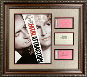 Michael Douglas Glenn Close Signed Fatal Attraction Display Framed 29 x 33 PSA/DNA: Michael Douglas Glenn Close Signed Fatal Attraction Display Framed 29 x 33 PSA/DNA This stunning display features authentic signatures from acclaimed actors Michael Douglas and Glenn Close, prominentl