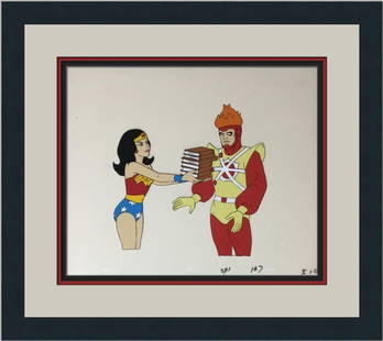 Wonder Woman Firestorm Original Hand Painted Production Cel 10 x 12 Custom Framed: Wonder Woman Firestorm Original Hand Painted Production Cel 10 x 12 Custom Framed This stunning original hand-painted animation production cel features the iconic characters Wonder Woman and Firestorm