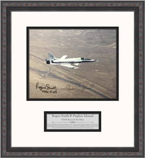 Signed NASA Test Pilots Rogers Smith Stephen Ishmael X-29 Photo Custom Frame 17 x 16: Signed NASA Test Pilots Rogers Smith Stephen Ishmael X-29 Photo Custom Frame 17 x 16 This custom framed photograph features signed autographs from NASA Research Test Pilots Rogers Smith and Stephen Is