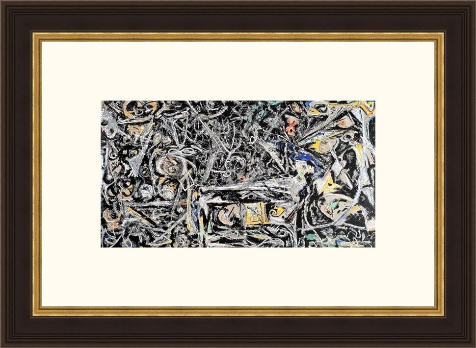 Jackson Pollock Night Mist Custom Framed Lithograph 22 x 16: Jackson Pollock Night Mist Custom Framed Lithograph 22 x 16 This exquisite reproduction of Jackson Pollock's "Night Mist" is an abstract masterpiece that captures the essence of his unique style. The