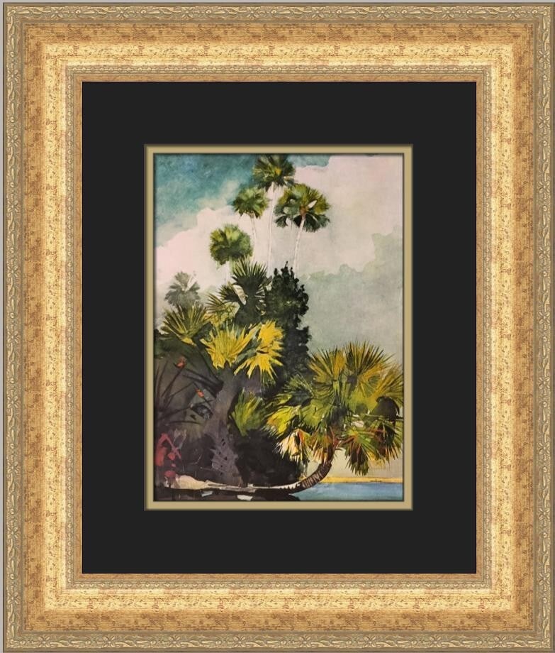 Winslow Homer Palm Trees in Florida Custom Framed Art Print 18 x 16: Winslow Homer Palm Trees in Florida Custom Framed Art Print 18 x 16 This stunning custom framed print titled "Palm Trees in Florida" by renowned artist Winslow Homer captures the serene beauty of Flor