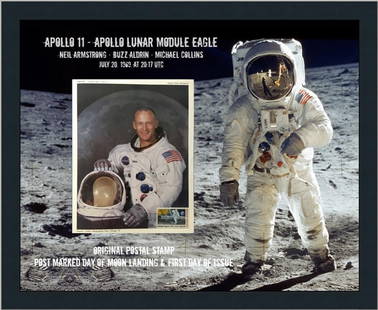Framed NASA Apollo 11 Photo Buzz Aldrin First Day of Issue 16 x 20: Framed NASA Apollo 11 Photo Buzz Aldrin First Day of Issue 16 x 20 Celebrate the historic Apollo 11 mission with this original NASA photograph featuring astronaut Edwin "Buzz" Aldrin. This iconic imag