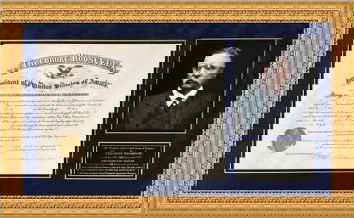 Theodore Roosevelt Signed USPS Document 1907 Custom Framed JSA LOA: Theodore Roosevelt Signed USPS Document 1907 Custom Framed JSA LOA This custom framed postal document features the signature of President Theodore Roosevelt, dated 1907. The document is authenticated