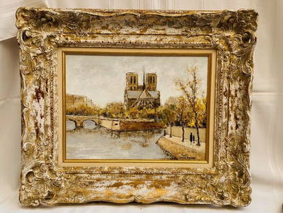 Original Louis Peyrat Oil Painting 'Paris Notre Dame' from Nancy Sinatra Estate: Original Louis Peyrat Oil Painting 'Paris Notre Dame' from Nancy Sinatra Estate Experience the beauty of Paris with this exquisite oil on canvas painting titled 'Paris Notre Dame' by renowned French a