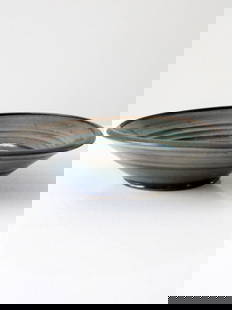 Artisan Signed Vintage Studio Pottery Bowl Ombre Blue Glaze 12.5": Artisan Signed Vintage Studio Pottery Bowl Ombre Blue Glaze 12.5" Introducing a Vintage Studio Pottery Bowl, a beautiful representation of artisan craftsmanship. This large, handmade, wheel-turned bow