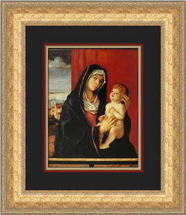 Giovanni Bellini Madonna and Child Custom Framed Print 19 x 17: Giovanni Bellini Madonna and Child Custom Framed Print 19 x 17 This exquisite custom framed print features Giovanni Bellini's renowned "Madonna and Child," a stunning representation of classical theme