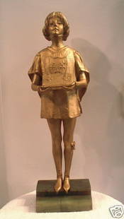 19th Century Art Nouveau Bronze Sculpture by Leon Noel Delagrange: 19th Century Art Nouveau Bronze Sculpture by Leon Noel Delagrange Discover a stunning Art Nouveau bronze statue on marble, crafted by the renowned French artist Leon Noel Delagrange (1872-1910). This