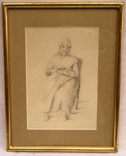 Mid 1800s Pencil Drawing by Leon Cogniet Signed in 22K Frame: Mid 1800s Pencil Drawing by Leon Cogniet Signed in 22K Frame Discover a stunning original pencil drawing from the mid-1800s by renowned French artist Leon Cogniet (1794-1880). This exquisite artwork f