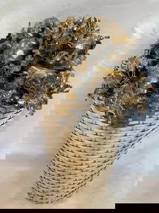 Mario Buccellati Sterling Silver Flower Fruit Basket 150 oz Signature: Mario Buccellati Sterling Silver Flower Fruit Basket 150 oz Signature This exquisite Mario Buccellati sterling silver flower and fruit basket is a stunning example of Italian craftsmanship from 1950-1