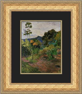 Paul Gauguin Martinique Landscape Custom Framed Print 19 x 17 Symbolism Art: Paul Gauguin Martinique Landscape Custom Framed Print 19 x 17 Symbolism Art This exquisite custom framed print features Paul Gauguin's captivating artwork titled 'Martinique Landscape.' Measuring 19 i
