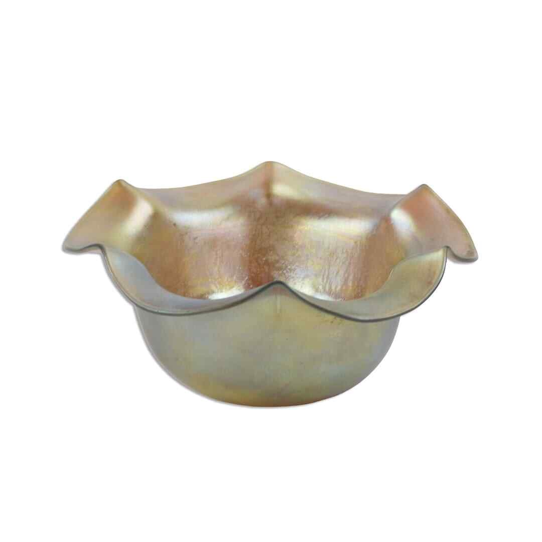 Steuben Gold Aurene Art Glass Finger Bowl Signed Aurene 171: Steuben Gold Aurene Art Glass Finger Bowl Signed Aurene 171 This exquisite Steuben Gold Aurene Glass Finger Bowl showcases the renowned craftsmanship of Steuben glassmakers. With its stunning gold hue